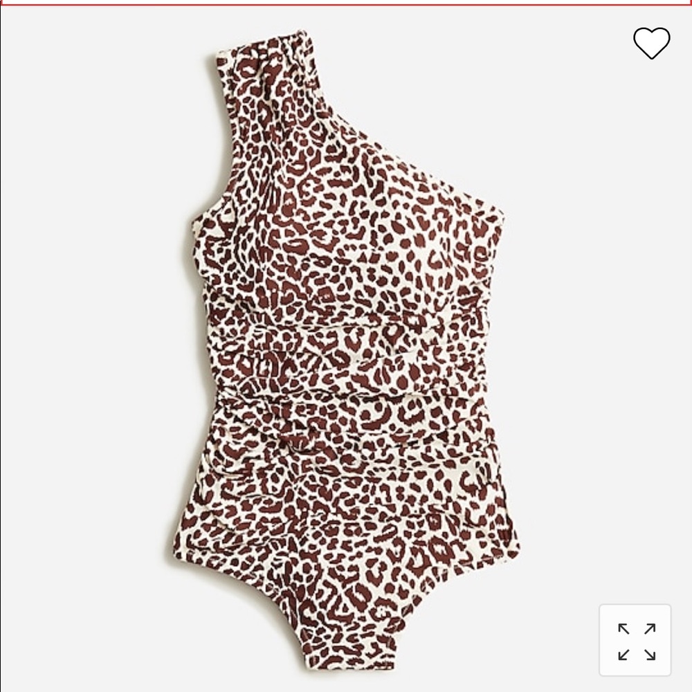 J crew one shoulder touched leopard print suit Nwt